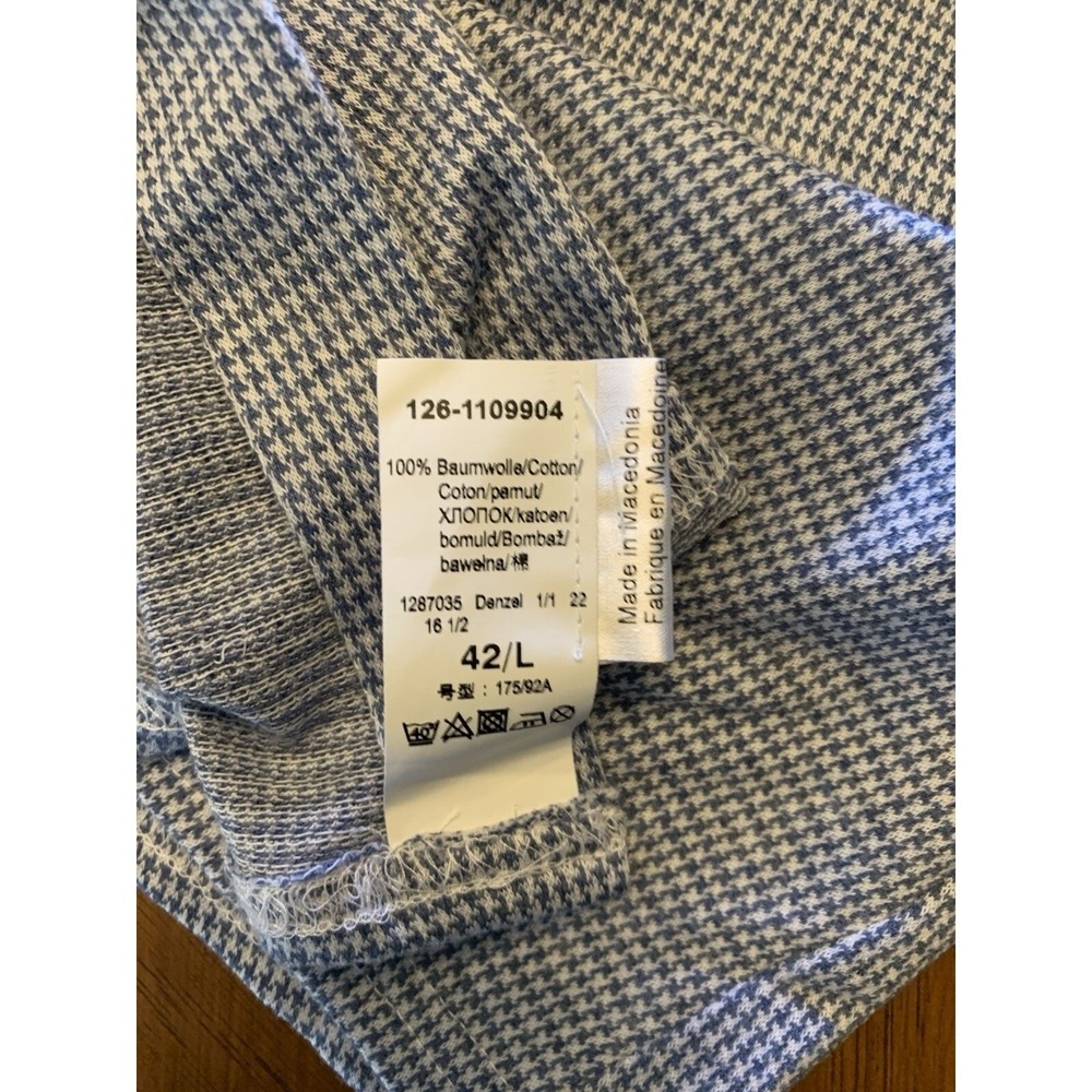 DIGEL Long Sleeve Button Up Shirt Mens 42L Blue Houndstooth Baumwolla Cotton NWT - Picture 11 of 16